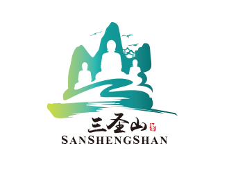 三圣山山水元素logo